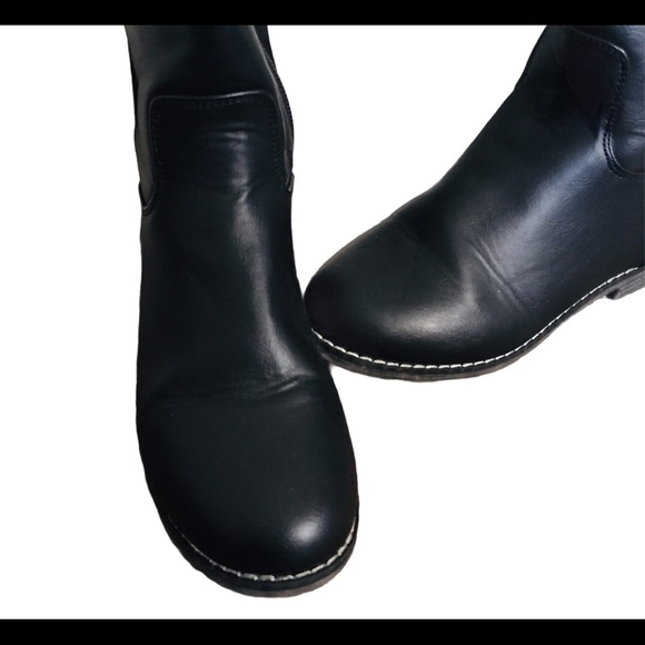 OLD NAVY Black Jack Vegan Leather Tall Riding Boots With Zipper Black Girl Sz 3 - Picture 5 of 10